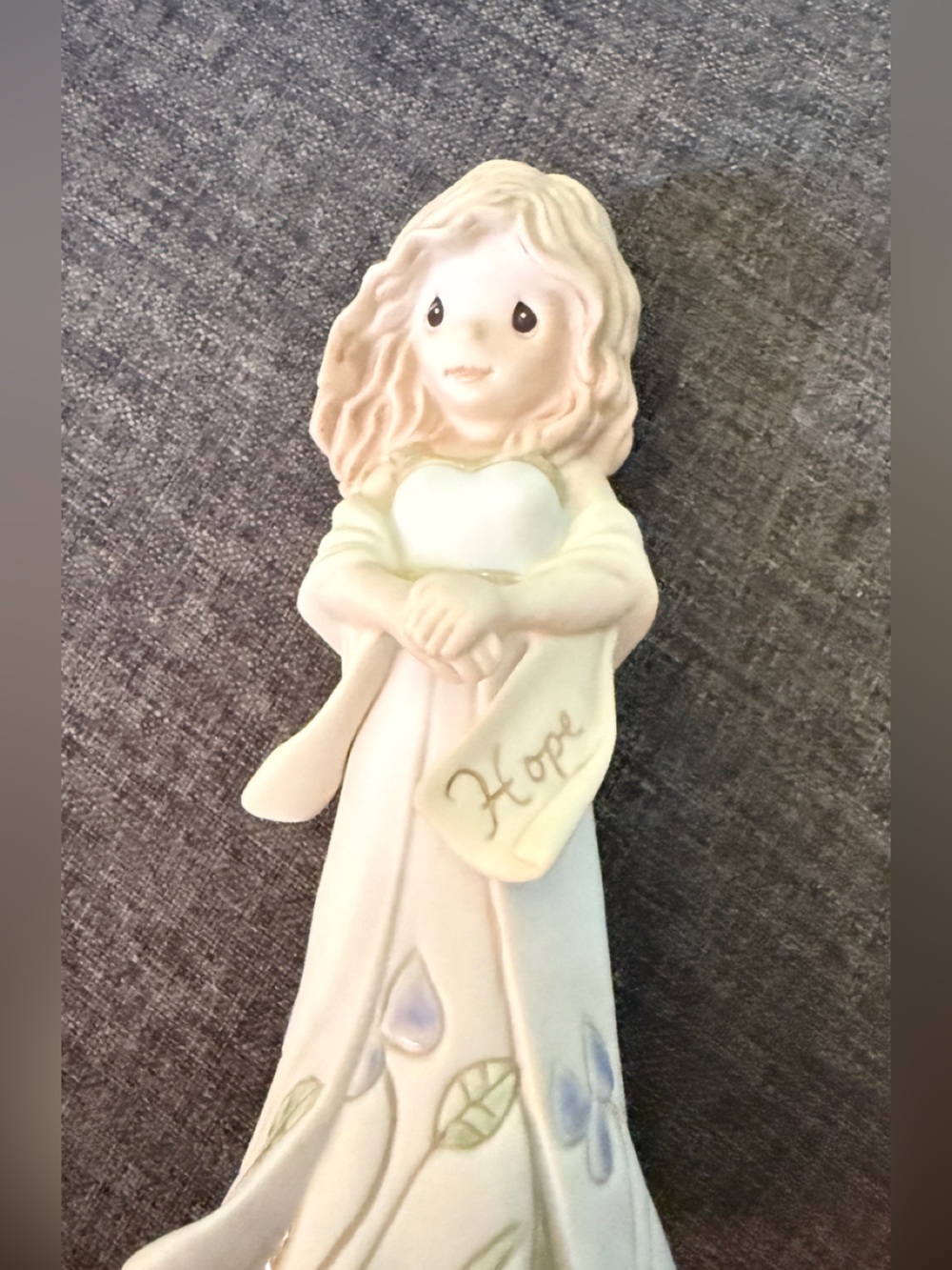 Precious Moments Cream and Pink Angel Figurine with 'Hope' Banner
